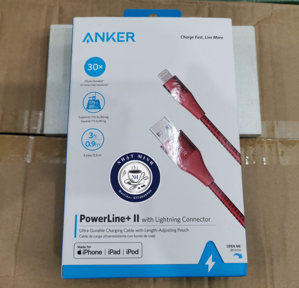 CÁP ANKER LIGHTNING POWERLINE+ II 0.9M