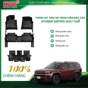THẢM SÀN HUVI TPE TRÀN VIỀN 3D CHO SANTAFE 2024+ BẢN 6 GHẾ